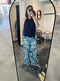 Blue Print Wide Leg Pant