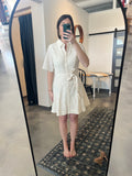 Natural Eyelet Short Sleeve Dress