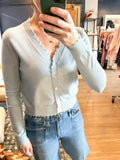 Light Blue Frayed Edge Sweater