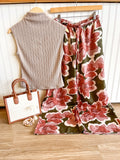 Taupe Textured Mock Neck Top
