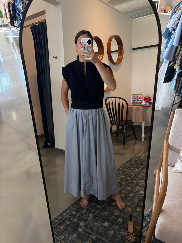 Black/White Striped Skirt w/ Black top Dress