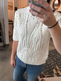 Ivory Short Sleeve Embellished Sweater