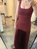 Rust Mixed Material Dress