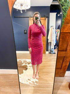 Fuschia Burn Out Midi Dress