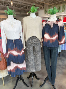 Navy Multi Pleated Blouse