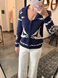 Navy Sail Boat Cardi