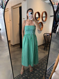 Green & Blue Stripe Ruched Dress