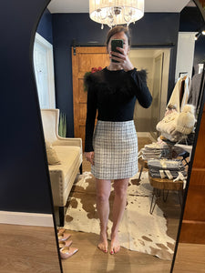 White/Black Plaid Skirt
