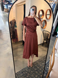 Brick S/S Ruched Dress