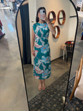 Teal Print Mesh Dress