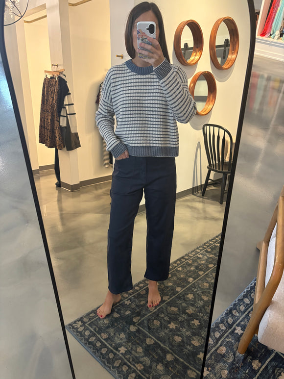 Navy Twill Barrel Pant