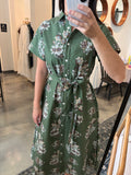 Green Woods Tie Maxi Dress
