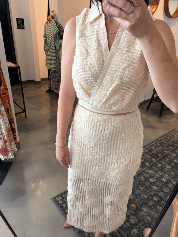 Cream Lace Collared Top