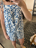 Blue Stamped Floral Tank