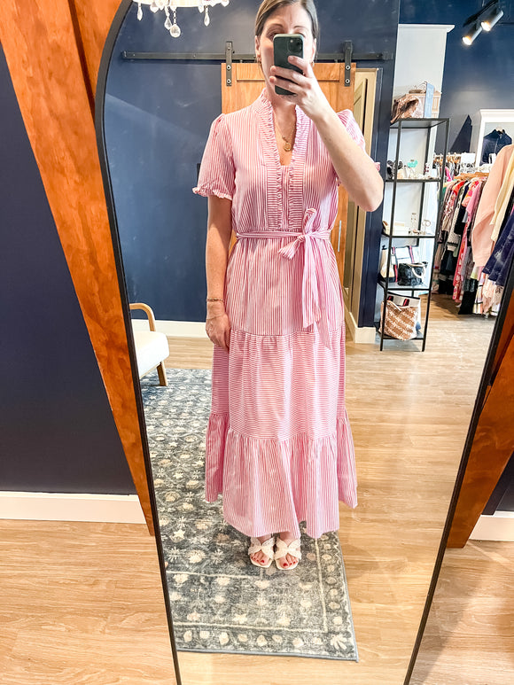 Red/White Striped Maxi Dress