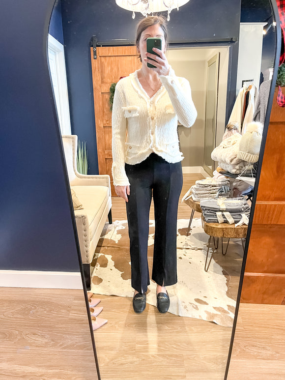 Ivory Fringe Sweater Jacket