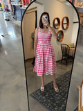 Pink Stripe Midi Dress w/ Belt