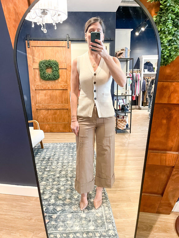 Biscuit Cuffed Hem Wide Leg