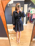 Navy Textured Shirt Dress