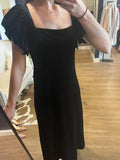 Black Velvet Square Neck Dress