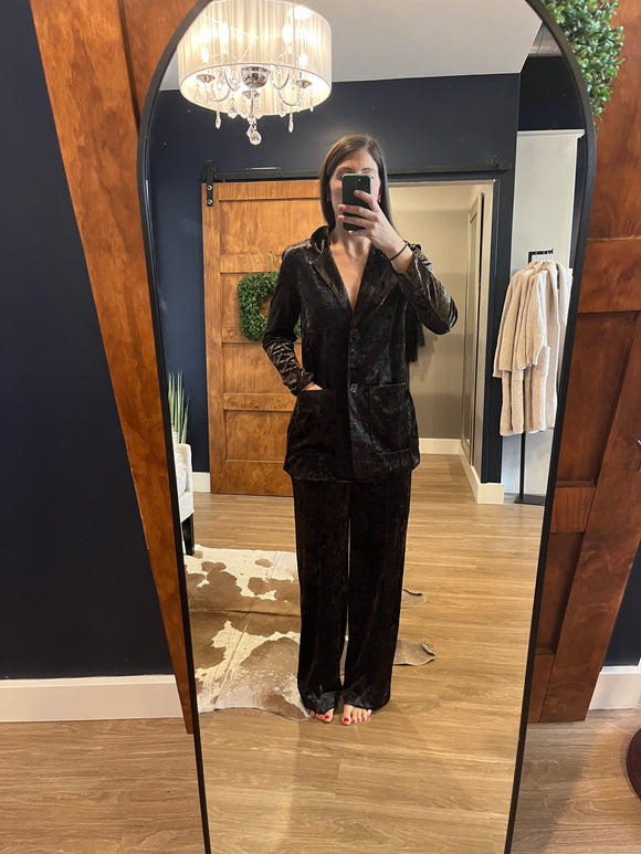 Brown Crushed Velvet Pant