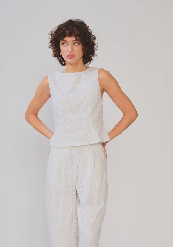 White Eyelet Tank