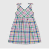 Pink Plaid Tie Shoulder Dress