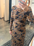 Leaf Print Mesh Dress