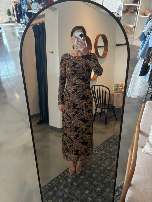 Leaf Print Mesh Dress
