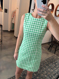 Green Check Mini Dress