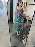 Navy Floral Print Tank Dress