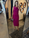 Magenta Draped Satin Dress