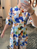 Silk Floral Short Sleeve Dress