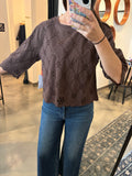 Brown Eyelet Tee