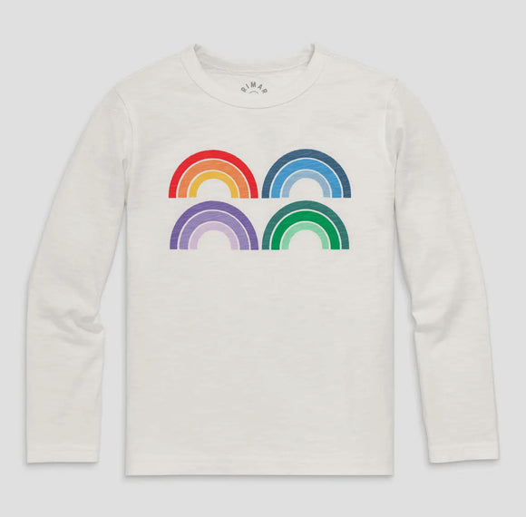 Kids White Rainbow L/S Tee