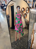 Pink/Green One Shoulder Dress