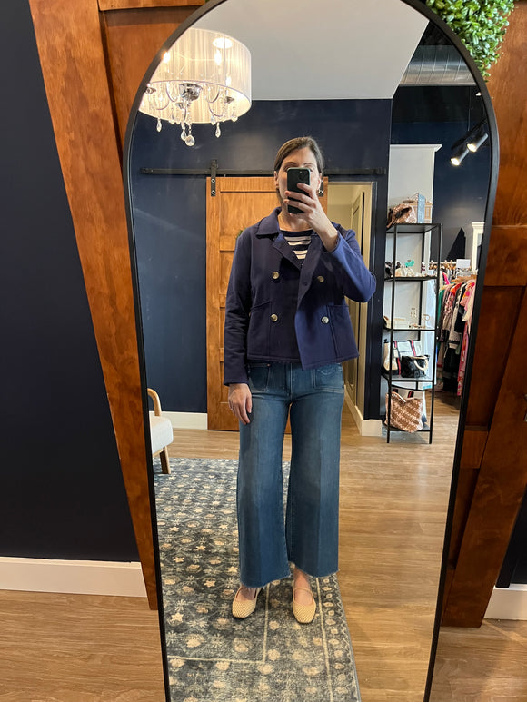 Navy Preppey Sweatshirt Blazer