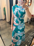 Teal Print Mesh Dress