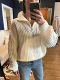 Ivory 1/4 Zip Cableknit Sweater