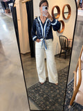 Blue Satin Tie Front Blouse