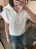 White Mesh Sweater Vest