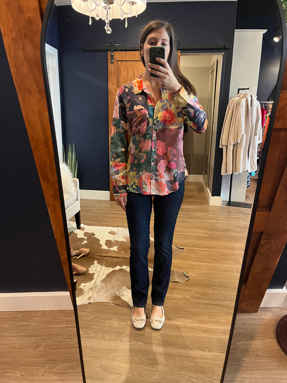 Patchwork Print Button Down