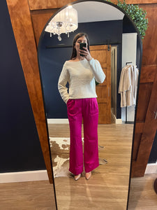 Fuchsia Pintuck Trouser