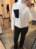 White Cashmere w/ Black Pocket