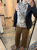 Spot Print Cowl Neck Top
