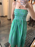 Green & Blue Stripe Ruched Dress