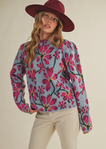 PInk Floral Sweater