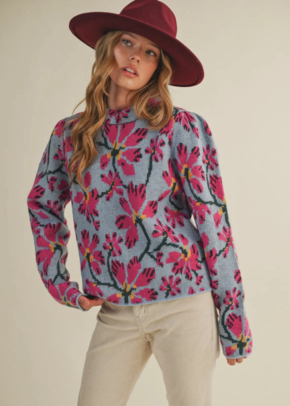 PInk Floral Sweater