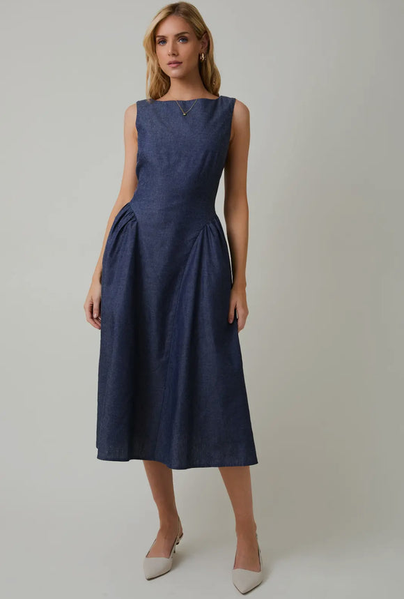Chambray Fit + Flare Dress