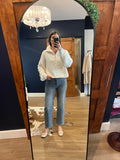 Ivory 1/4 Zip Cableknit Sweater